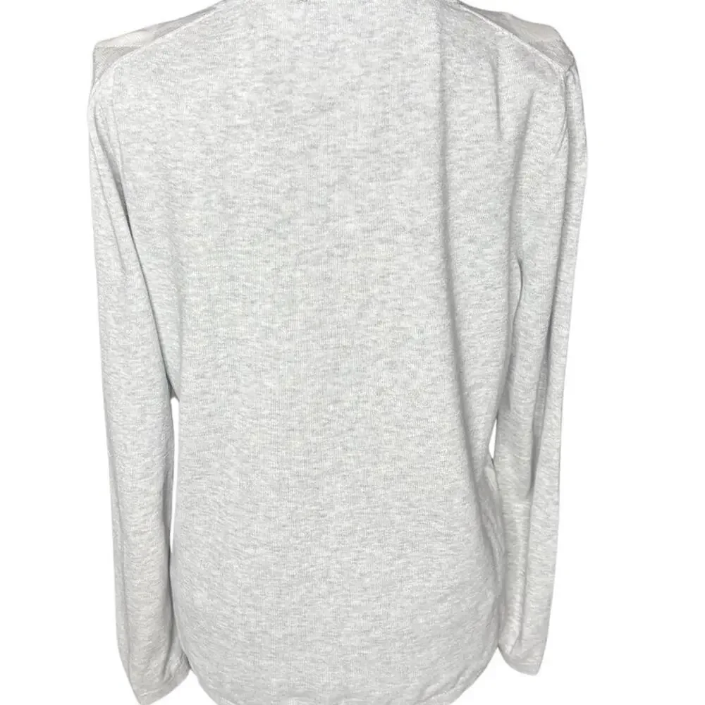 Tommy Hilfiger Argyle Sweater Gray White V-Neck Metallic Glitter Knit Medium M